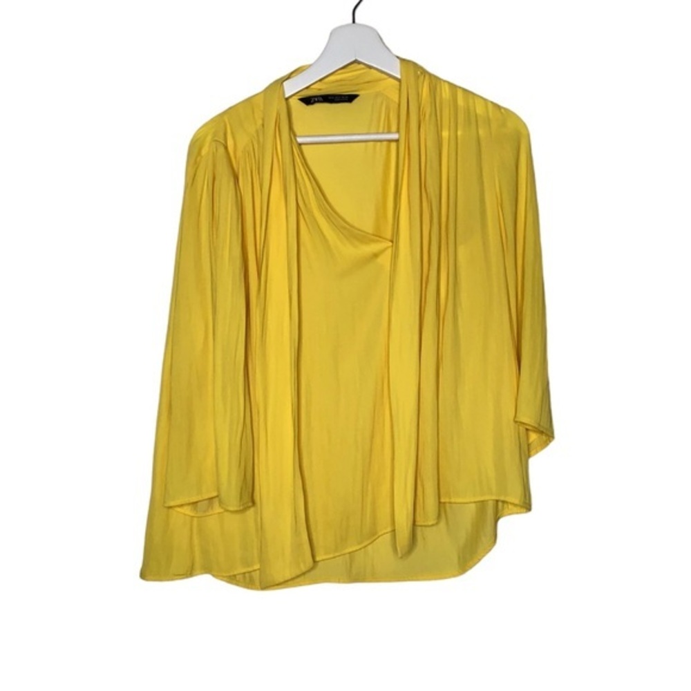 Zara Long Sleeve Draped Blouse Yellow